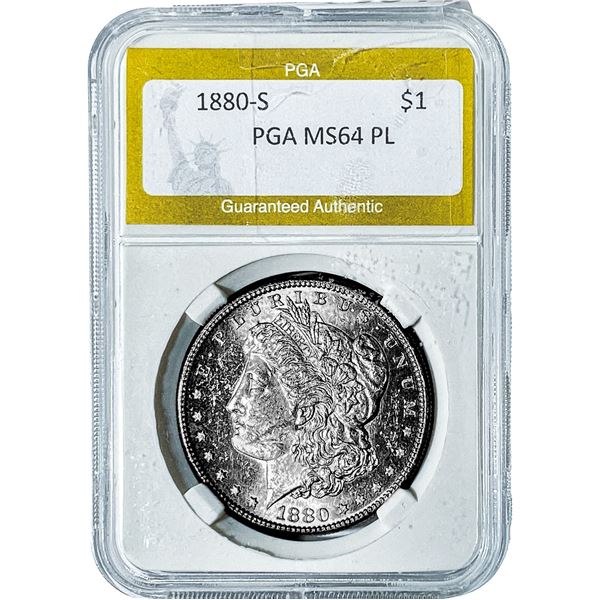 1880-S Morgan Silver Dollar PGA MS64 PL