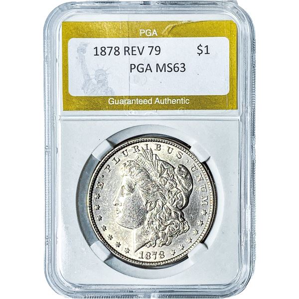 1878 Rev 79 Morgan Silver Dollar PGA MS63
