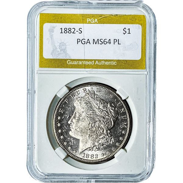 1882-S Morgan Silver Dollar PGA MS64 PL