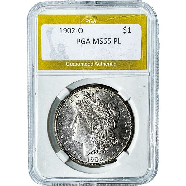 1902-O Morgan Silver Dollar PGA MS65 PL