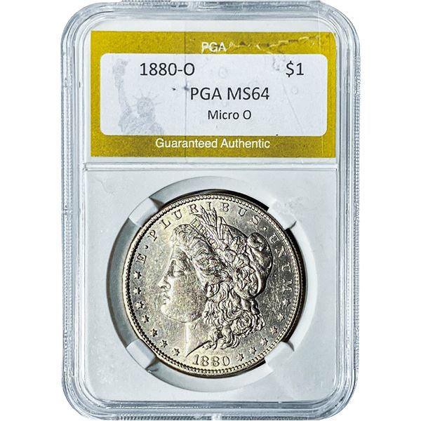 1880-O Morgan Silver Dollar PGA MS64 Micro O