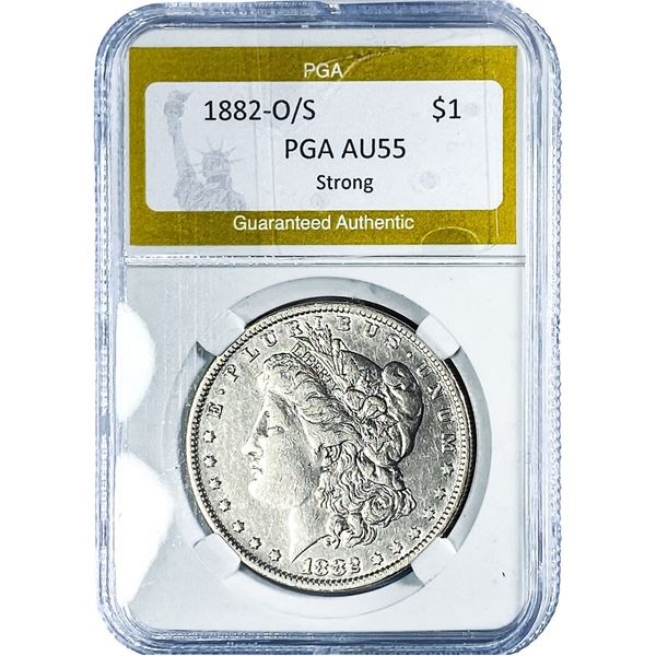 1882-O/S Morgan Silver Dollar PGA AU55 Strong