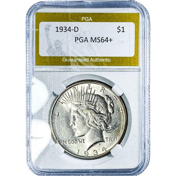 1934-D Silver Peace Dollar PGA MS64+