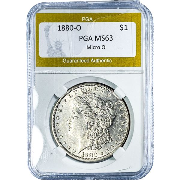 1880-O Morgan Silver Dollar PGA MS63 Micro O