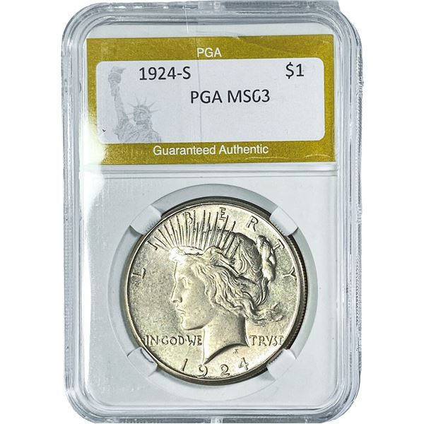 1924-S Silver Peace Dollar PGA MS63