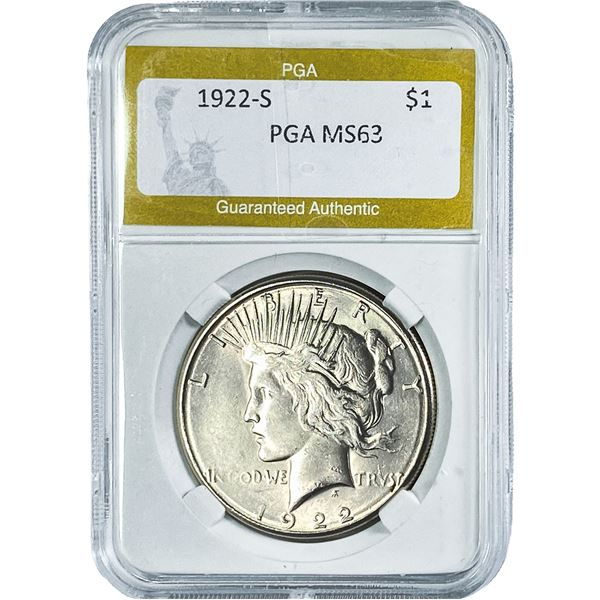 1922-S Silver Peace Dollar PGA MS63