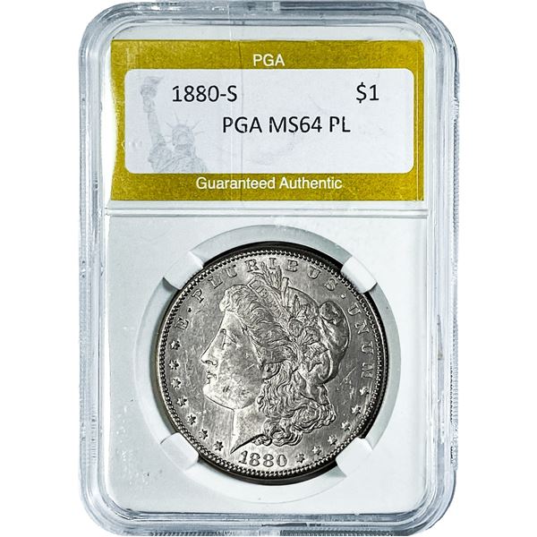 1880-S Morgan Silver Dollar PGA MS64 PL