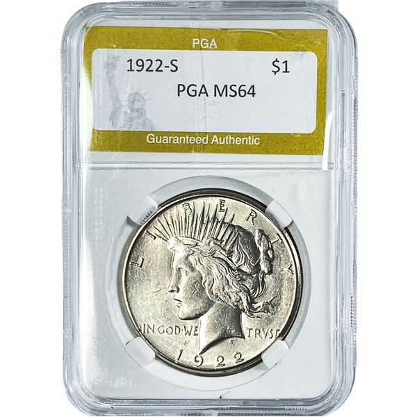 1922-S Silver Peace Dollar PGA MS64