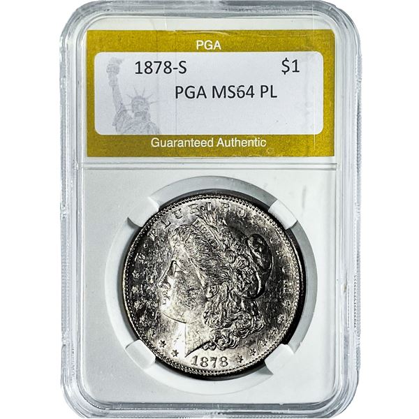 1878-S Morgan Silver Dollar PGA MS64 PL
