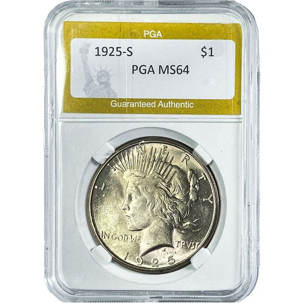 1925-S Silver Peace Dollar PGA MS64