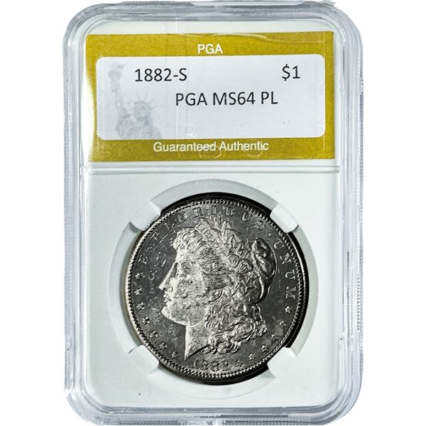 1882-S Morgan Silver Dollar PGA MS64 PL