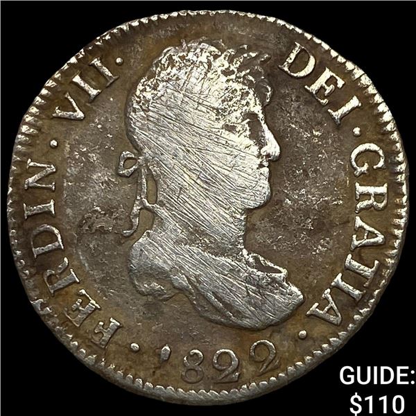1822-PJ Bolivia Ferdinand VII Silver 2 Reales