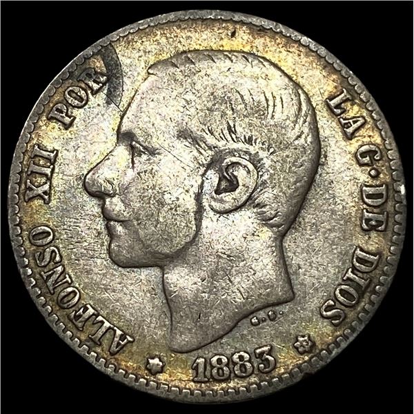 1883-MS-M Sapin Silver 1 Peseta