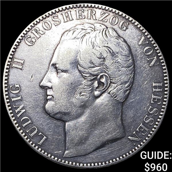 1841 German States Hesse Darmsta Silver 3 1/2 Gulden