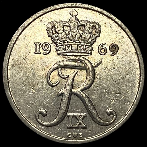 1969 Denmark Copper Nickel 10 Ore