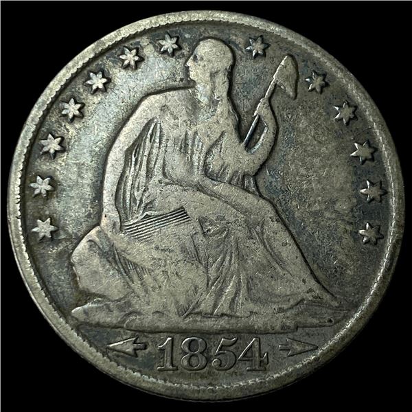 1854-O Silver Seated Liberty Half Dollar LIGHTLY CIRCULATED
