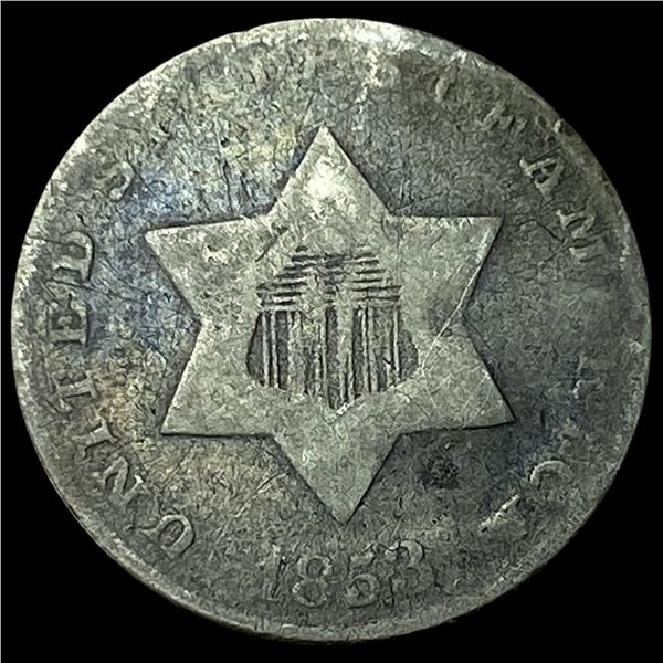 1853 Silver Three-Cent Piece NICELY CIRCULATED