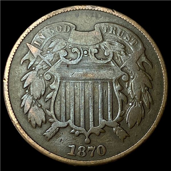 1870 Bronze Two-Cent Piece LIGHTLY CIRCULATED