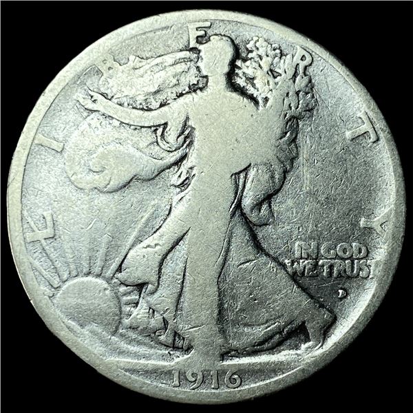 1916-D Silver Walking Liberty Half Dollar NICELY CIRCULATED