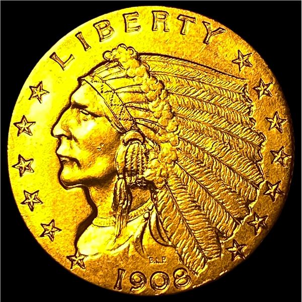 1908 Indian Head Gold $2.50 Quarter Eagle  CHOICE AU