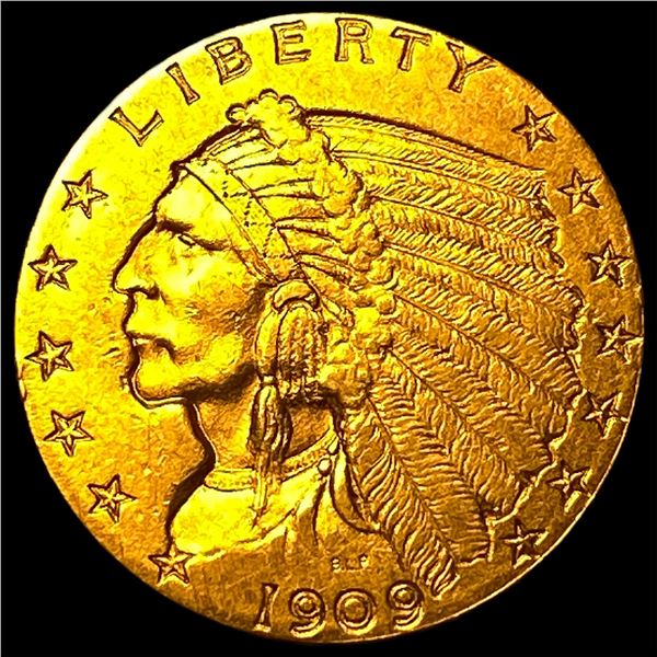 1909 Indian Head Gold $2.50 Quarter Eagle  CHOICE AU