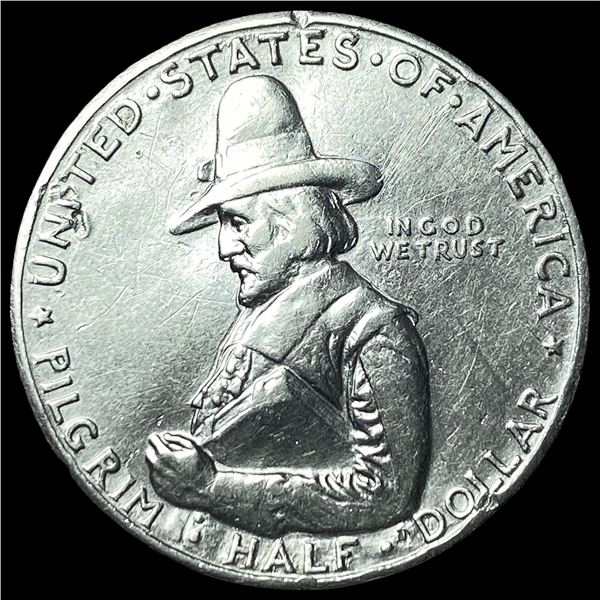 1920 Silver Pilgrim Tercentenary Half Dollar  ABOUT UNCIRCULATED