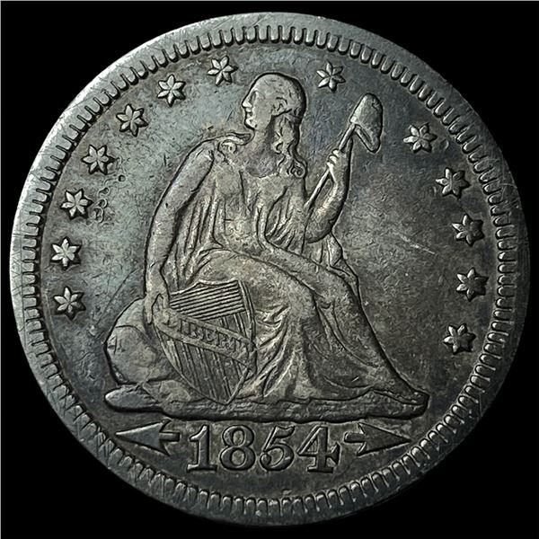 1854 Arrows Seated Liberty Quarter NEARLY  UNCIRCULATED