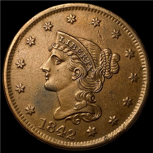 1842 Braided Hair Large Cent NEARLY  UNCIRCULATED