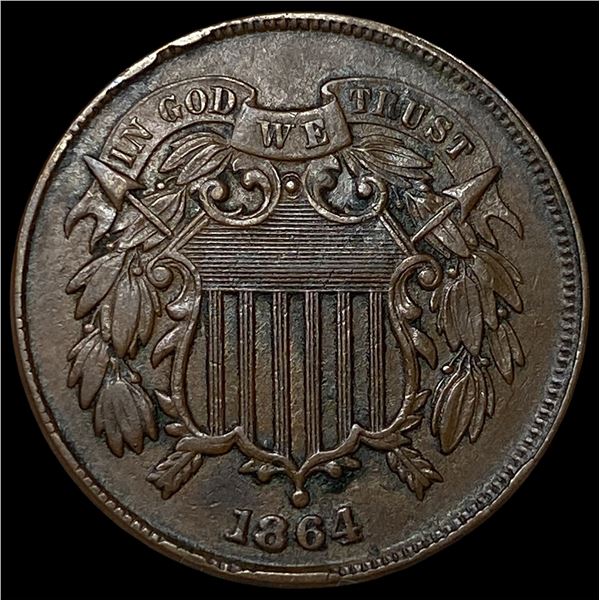 1864 Bronze Two-Cent Piece CLOSELY  UNCIRCULATED