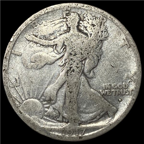 1917-D Silver Walking Liberty Half Dollar  LIGHTLY CIRCULATED
