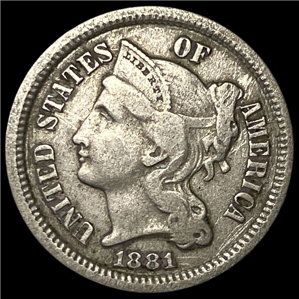 1881 Nickel Three-Cent Piece LIGHTLY  CIRCULATED