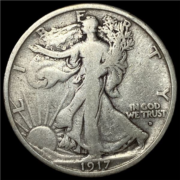 1917-D Silver Walking Liberty Half Dollar  LIGHTLY CIRCULATED