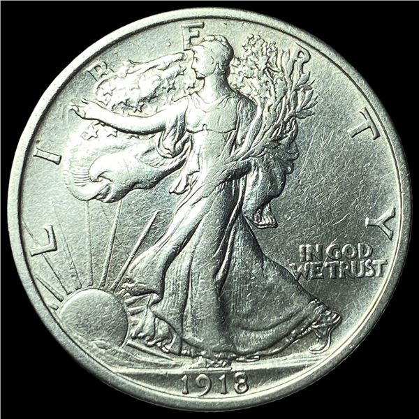 1918 Silver Walking Liberty Half Dollar  NEARLY UNCIRCULATED