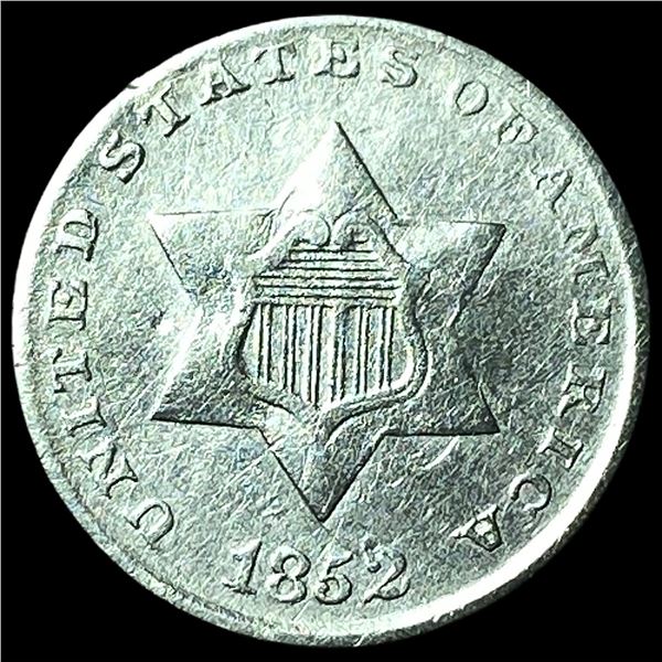 1852 Silver Three-Cent Piece NEARLY  UNCIRCULATED