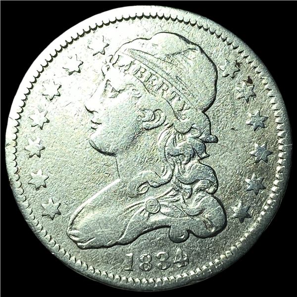 1834 Silver Capped Bust Quarter LIGHTLY  CIRCULATED