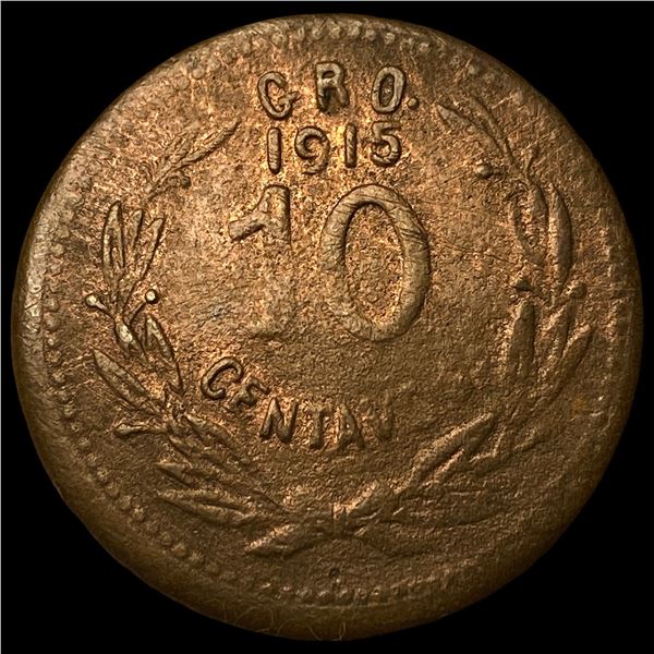 1915 Mexico Copper 10 Centavos LIGHTLY  CIRCULATED