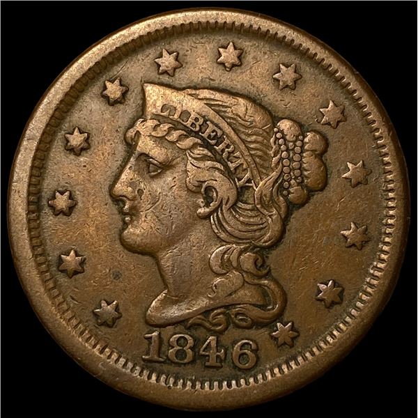 1846 Braided Hair Large Cent LIGHTLY  CIRCULATED