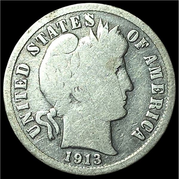 1913-S Silver Barber Dime NICELY CIRCULATED