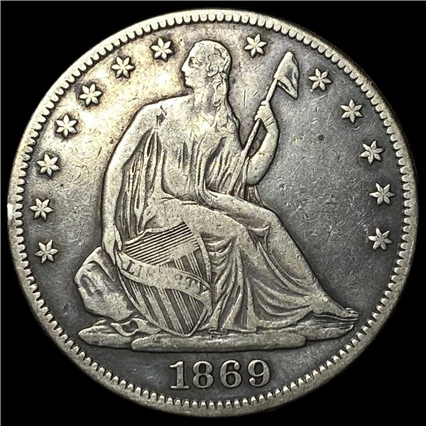 1869 Seated Liberty Half Dollar NEARLY  UNCIRCULATED