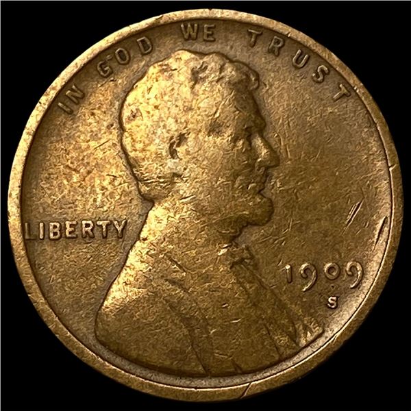 1909-S Lincoln Wheat Cent LIGHTLY CIRCULATED