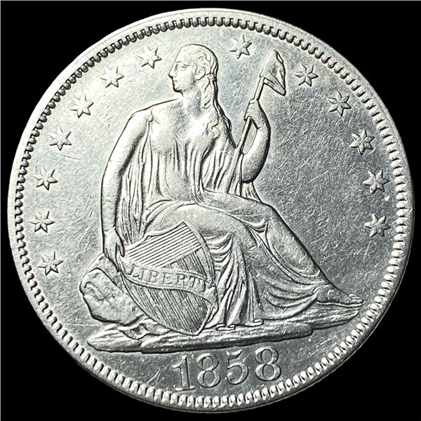 1858 Seated Liberty Half Dollar CHOICE AU
