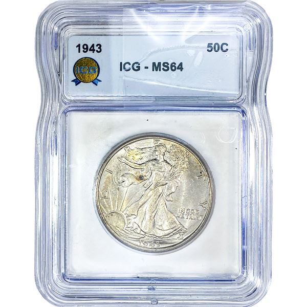 1943 Walking Liberty Half Dollar ICG MS64
