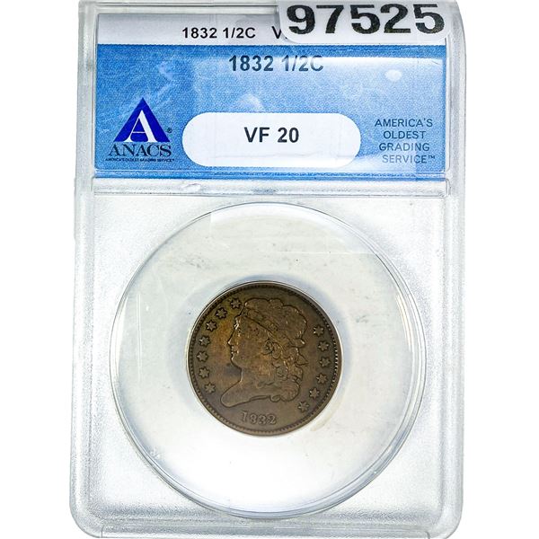1832 Classic Head Half Cent ANACS VF20