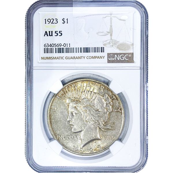 1923 Silver Peace Dollar NGC AU55