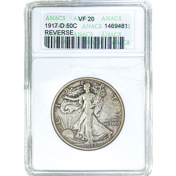 1917-D Walking Liberty Half Dollar ANACS VF20