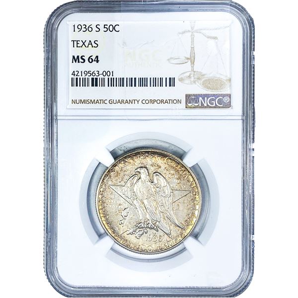 1936-S Texas Half Dollar NGC MS64