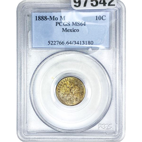 1888-Mo M 10C Mexico PCGS MS64