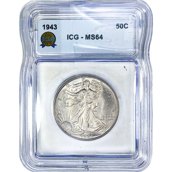 1943 Walking Liberty Half Dollar ICG MS64