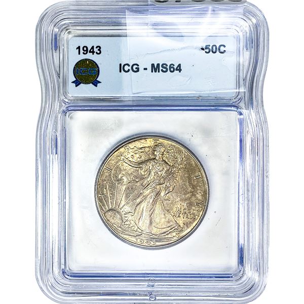 1943 Walking Liberty Half Dollar ICG MS64