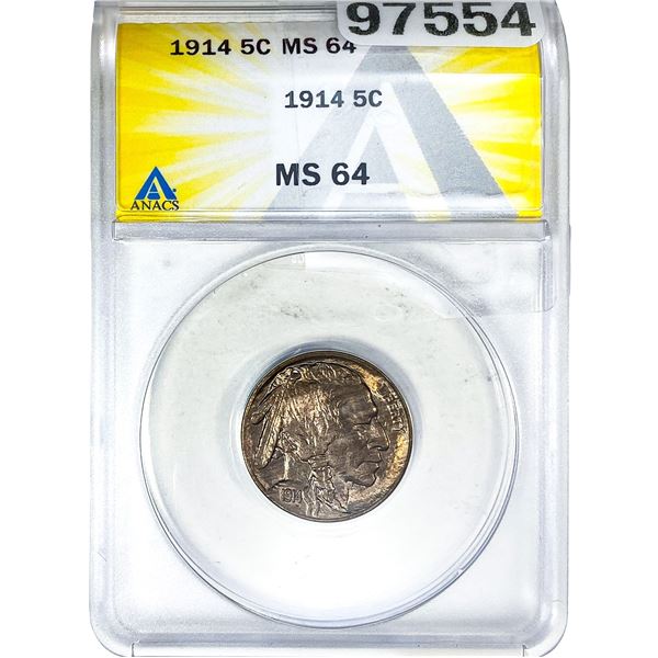 1914 Buffalo Nickel ANACS MS64